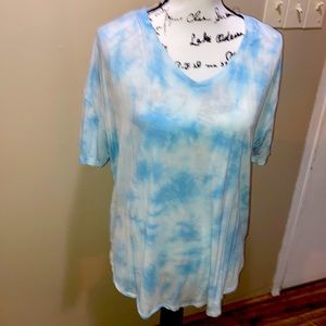 Blue and white tie dye top